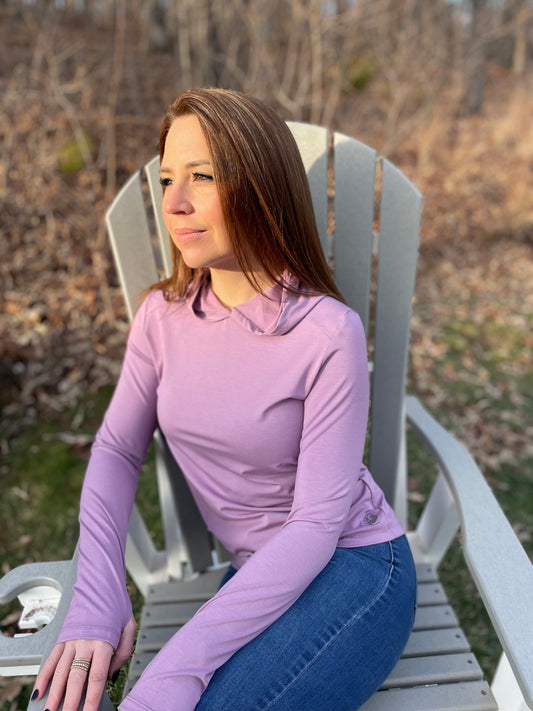 Women's Bamboo Long Sleeve Hoody - Mauve